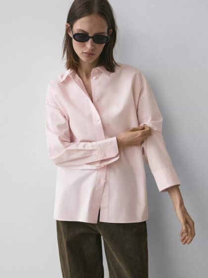 CHEMISE EN POPELINE DE COTON MASSIMO DUTTI