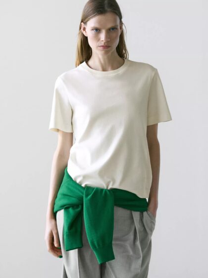 T-SHIRT INTERLOCK COL ROND 100 % COTON MASSIMO DUTTI