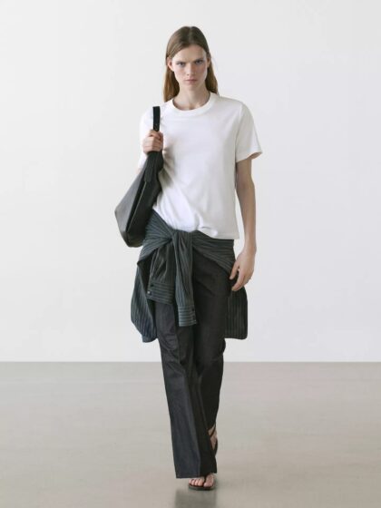 T-SHIRT INTERLOCK COL ROND 100 % COTON MASSIMO DUTTI