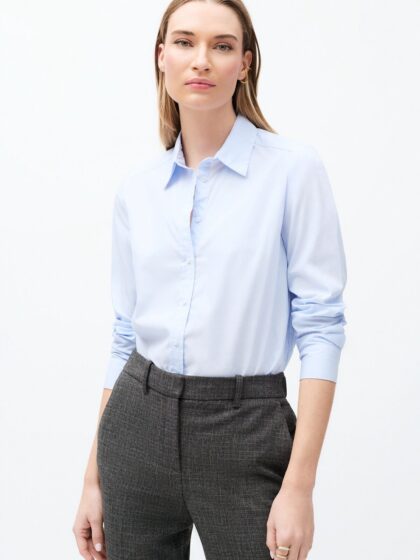 CHEMISE DROITE 100% COTON BLEU CIEL CAROLL