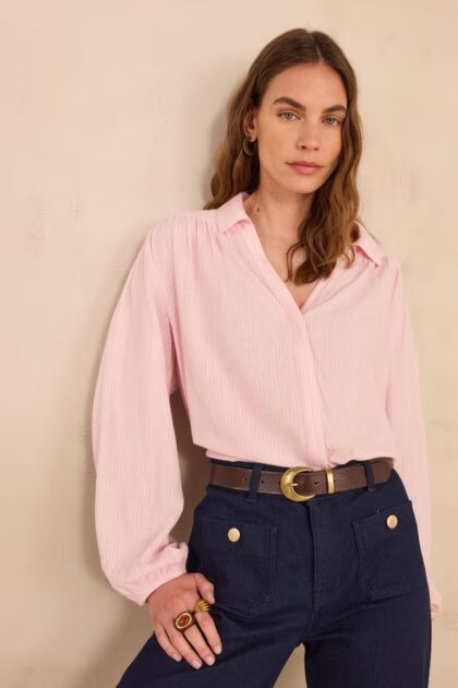 CHEMISIER À RAYURES ROSE MAISON 123