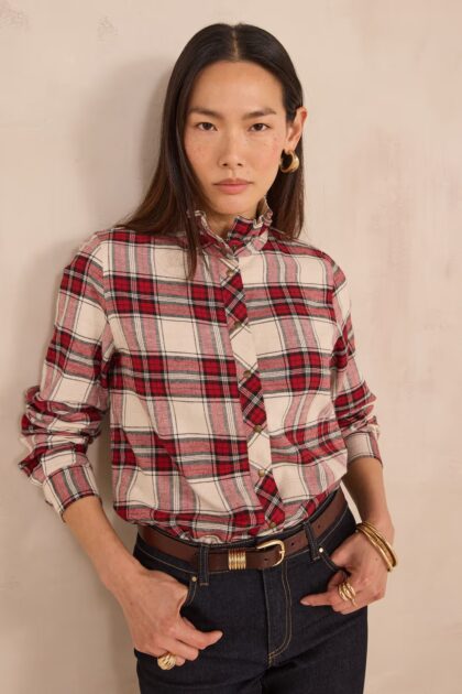 BLOUSE À CARREAUX COL MONTANT MAISON 123