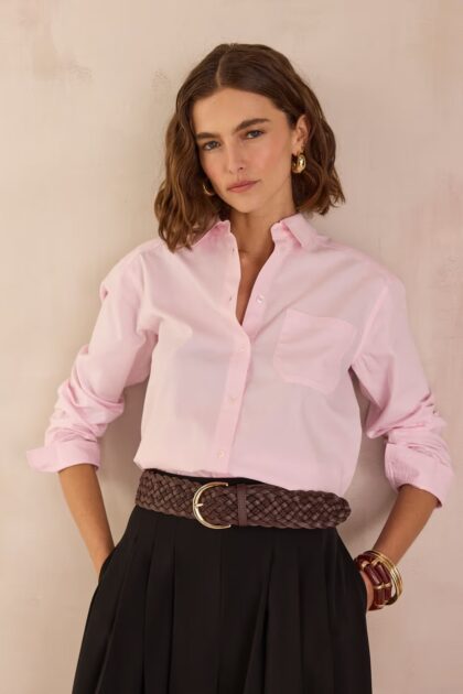 CHEMISE EN 100% COTON ROSE MAISON 123