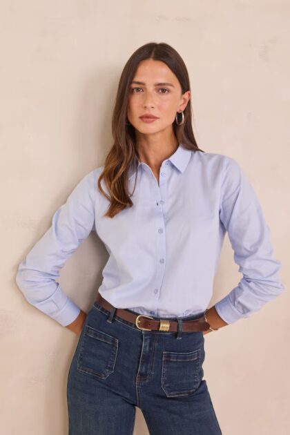 CHEMISE EN 100% COTON BLEU CIEL MAISON 123