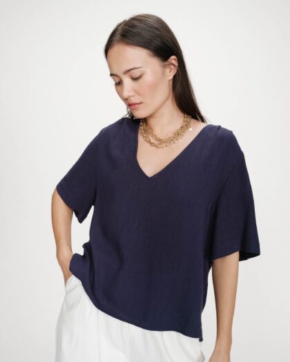 TOP MANCHES COURTES MARINE GRACE & MILA