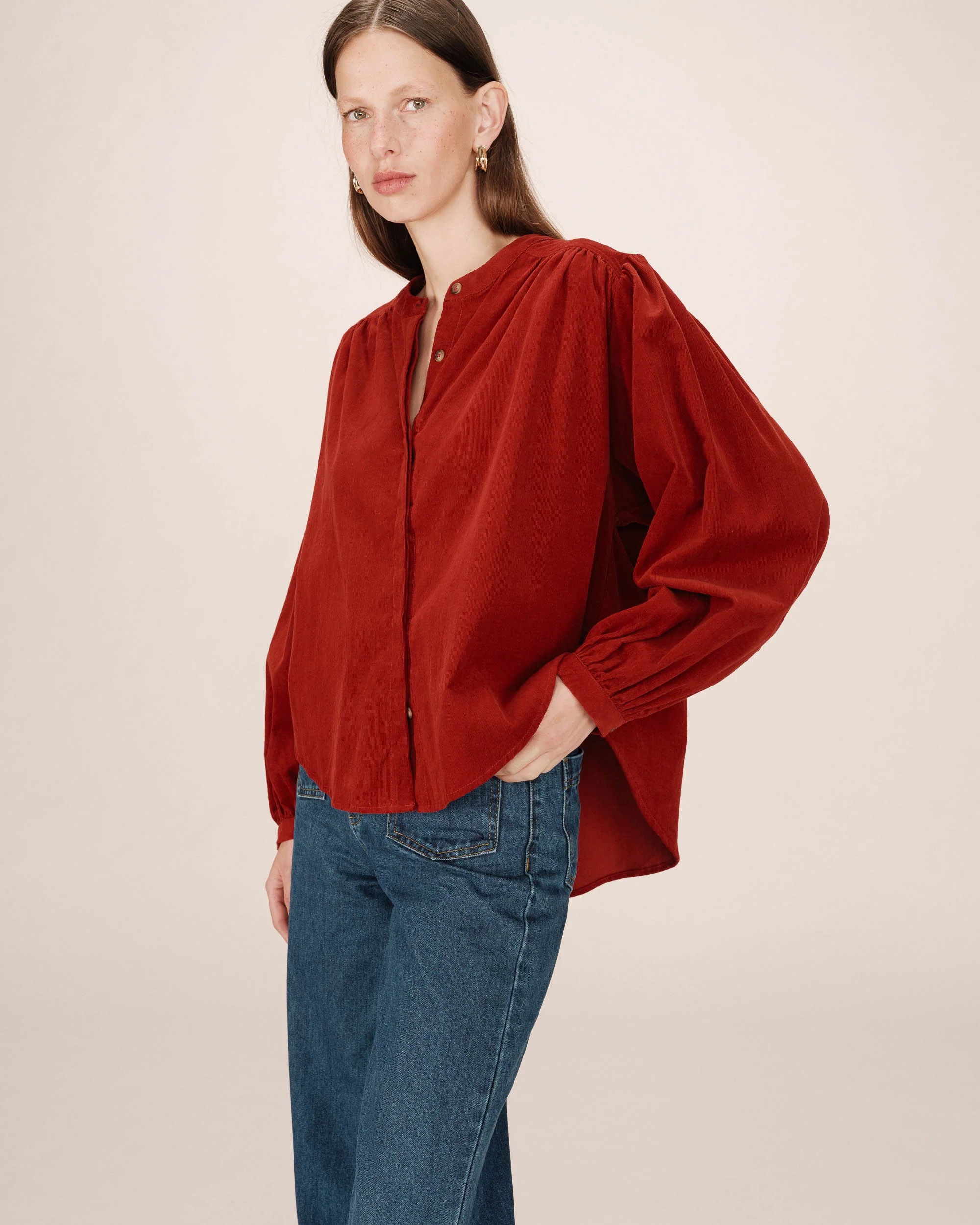 BLOUSE OVERSIZE VELOURS TERRACOTTA GRACE & MILA