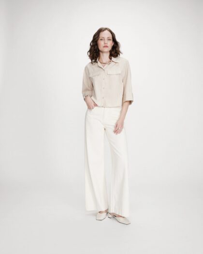 CHEMISE COURTE À RAYURES SABLE GRACE & MILA