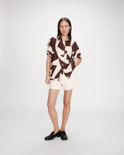 CHEMISE COURTE IMPRIMÉE CHOCOLAT GRACE & MILA