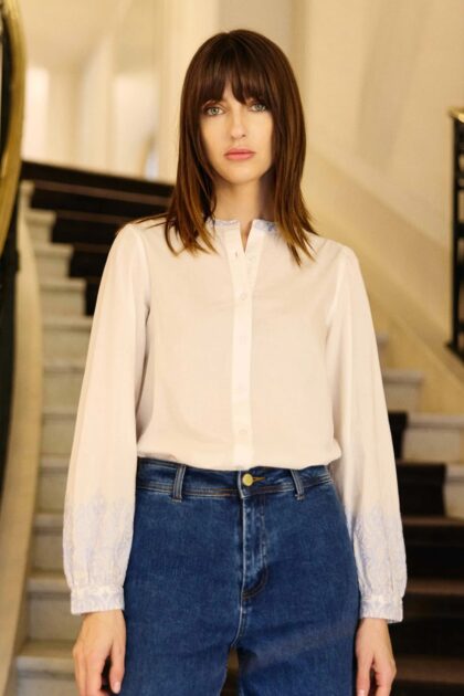BLOUSE BRODEE COTON ECRU LA PETITE ETOILE