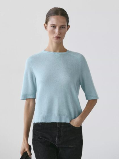 PULL MANCHES COURTES ALPAGA EN MAILLE MASSIMO DUTTI