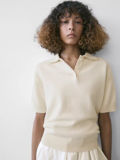 PULL POLO LAINE EN MAILLE MASSIMO DUTTI