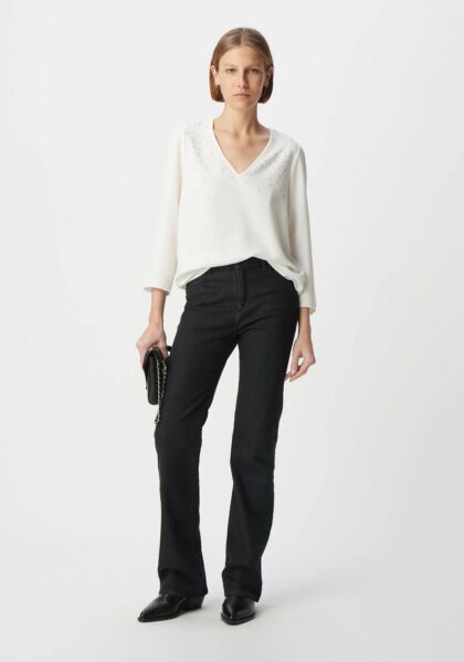 BLOUSE FLUIDE BLANCHE DÉCOR CLOUS MANCHES 7/8 IKKS