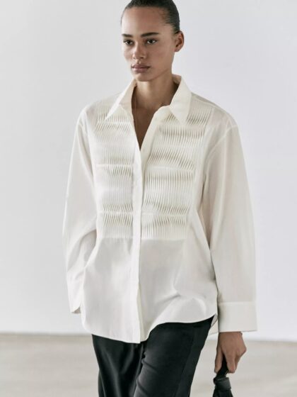 CHEMISE PLASTRON 100 % COTON MASSIMO DUTTI