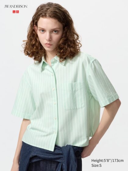 CHEMISE OXFORD COUPE BOXI UNIQLO JW ANDERSON VERT