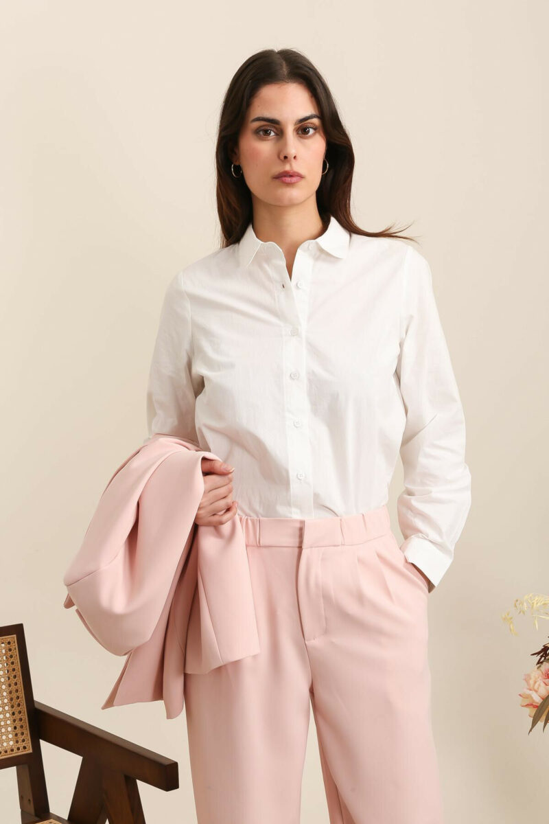 CHEMISE UNIE COL CLAUDINE DAPHNEA – Image 2