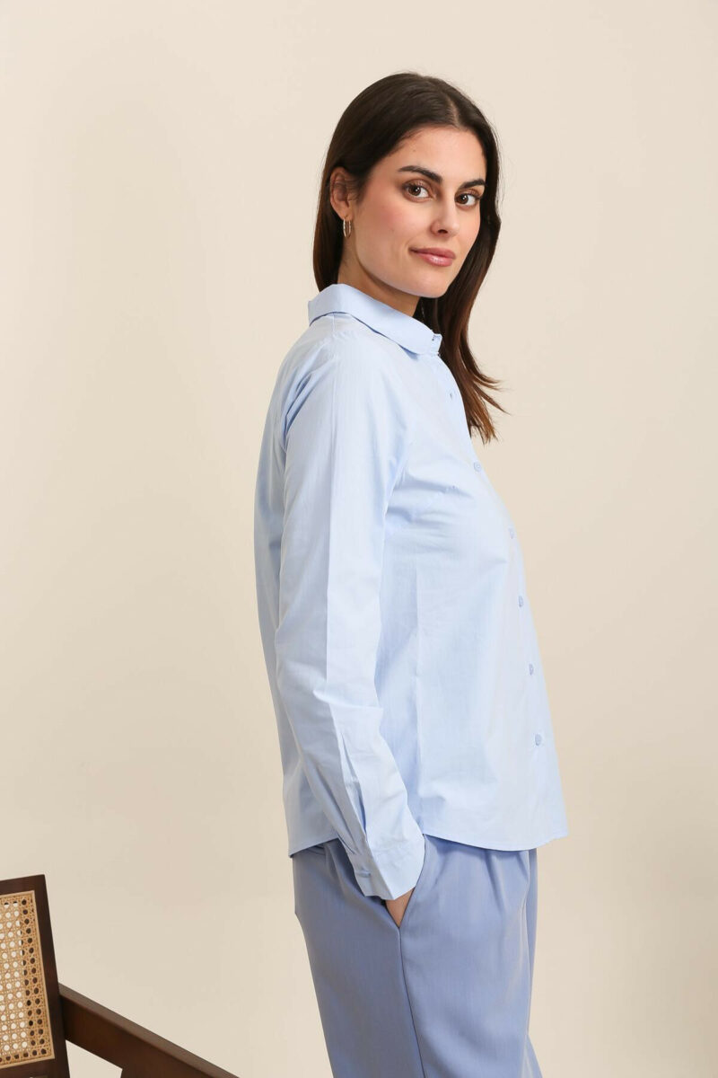 CHEMISE UNIE COL CLAUDINE DAPHNEA – Image 2