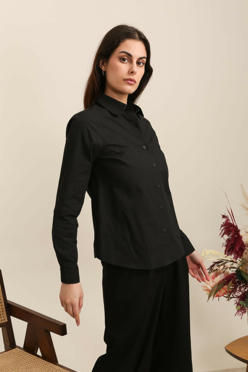 CHEMISE UNIE COL CLAUDINE DAPHNEA – Image 2