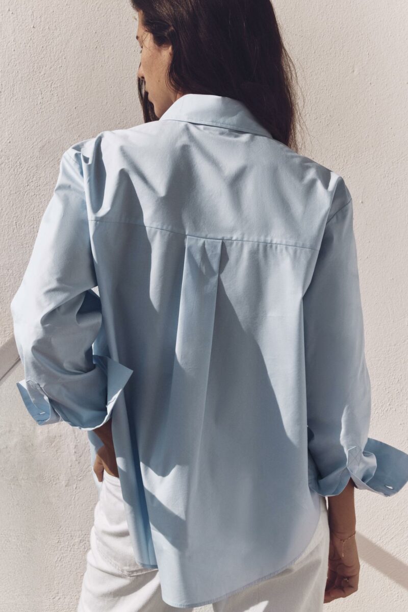 CHEMISE EN POPELINE À BOUTONS EN MATIÈRES VARIÉES – Image 3