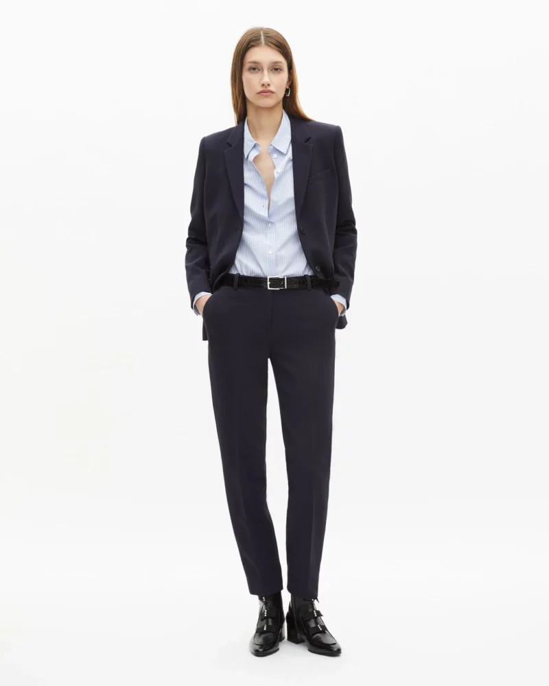 VESTE TAILLEUR THE KOOPLES EN CRÊPE BLEU MARINE COUPE STRUCTURÉE
