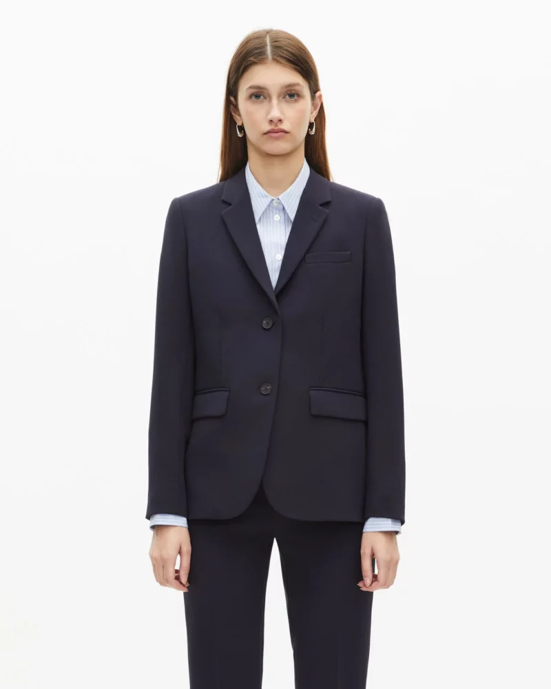 VESTE TAILLEUR THE KOOPLES EN CRÊPE BLEU MARINE COUPE STRUCTURÉE – Image 2