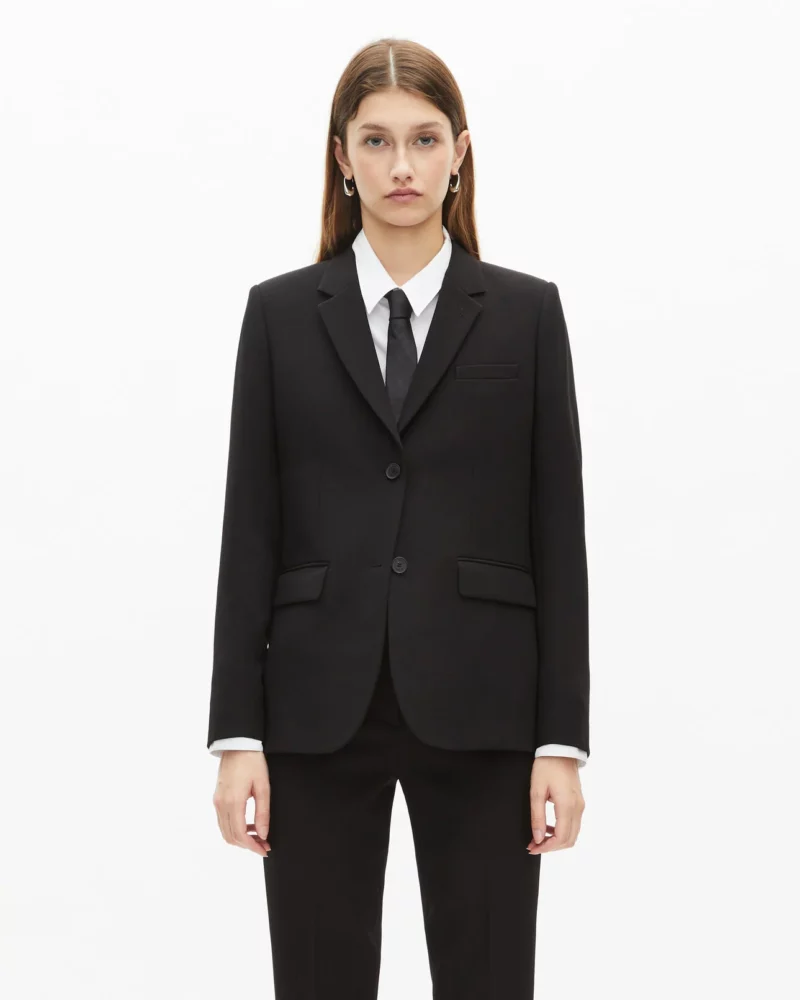 VESTE DE COSTUME THE KOOPLES EN CRÊPE NOIRE COUPE STRUCTURÉE – Image 2