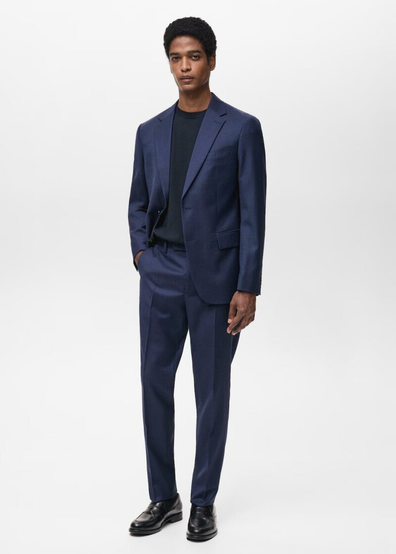 VESTE DE COSTUME ONE MORE® LAINE VIERGE BLEU COUPE AJUSTÉE