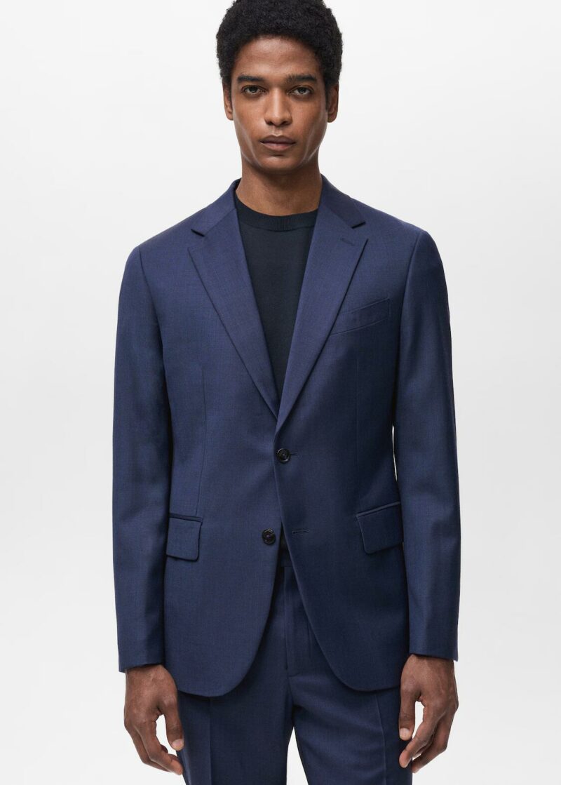 VESTE DE COSTUME ONE MORE® LAINE VIERGE BLEU COUPE AJUSTÉE – Image 2