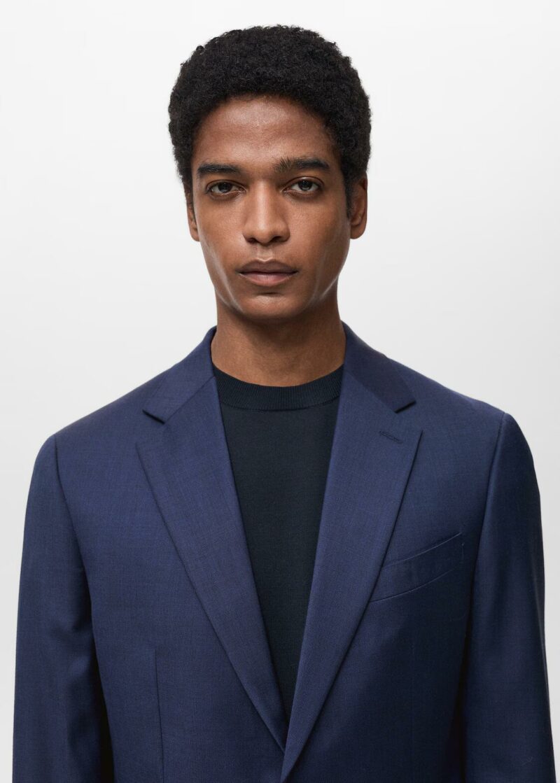 VESTE DE COSTUME ONE MORE® LAINE VIERGE BLEU COUPE AJUSTÉE – Image 3