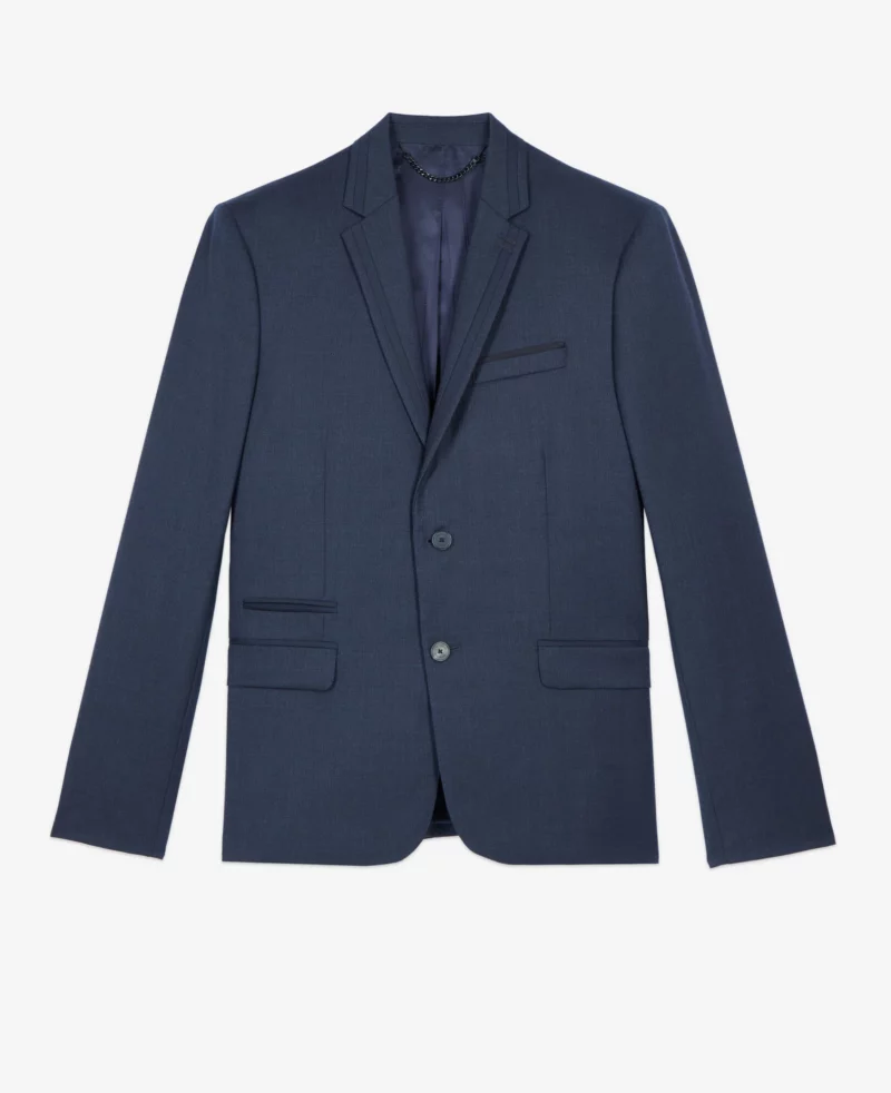 VESTE DE COSTUME EN LAINE BLEU MARINE – Image 3