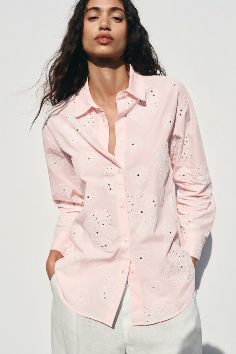 CHEMISE BRODERIES EFFET GOMME