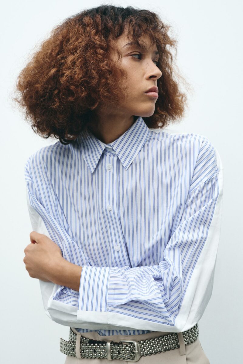 CHEMISE OVERSIZE EN POPELINE À RAYURES – Image 2