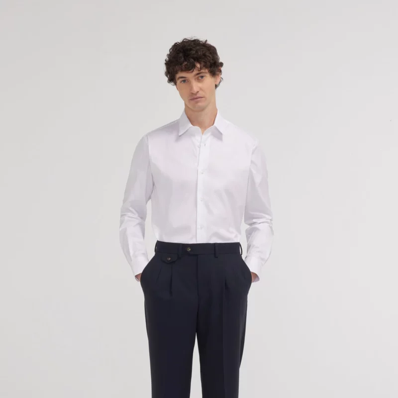 CHEMISE ATELIER PRIVE SLIM FIT STRETCH BLANCHE COL FRANCAIS