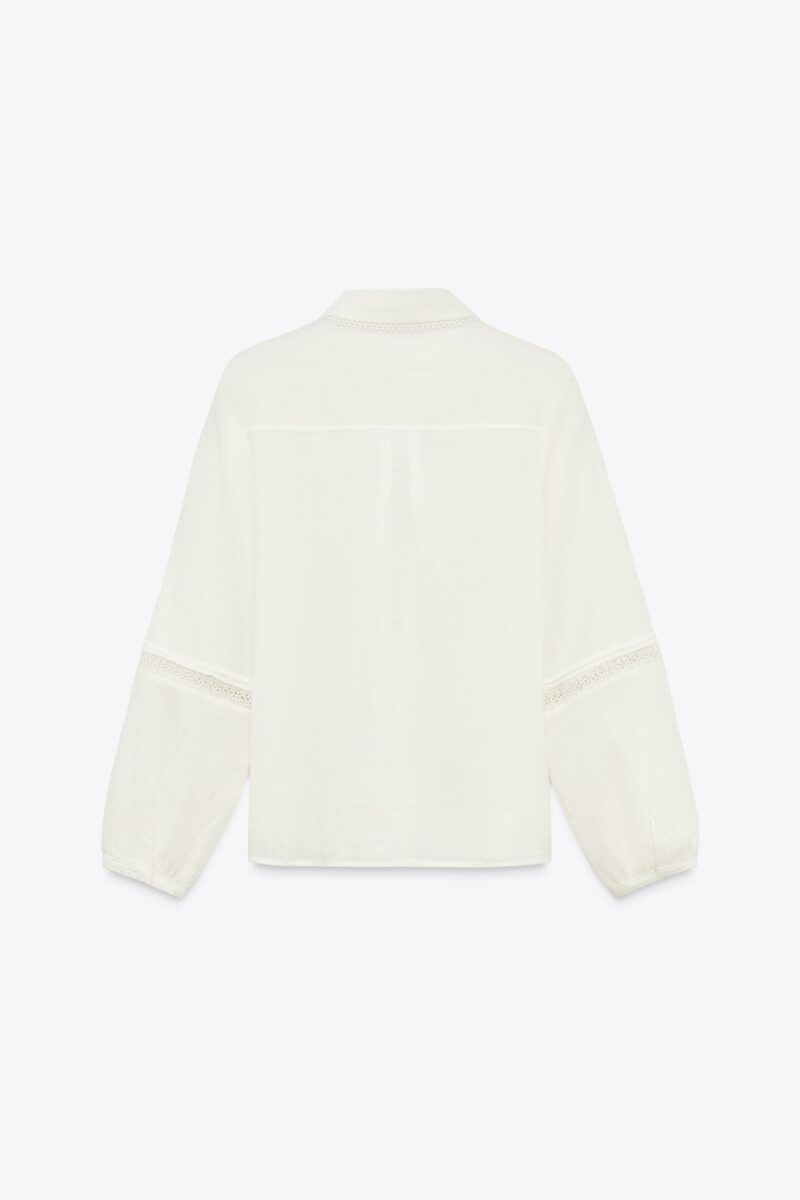 BLOUSE AVEC PLIS NERVURÉS ET ENTRE-DEUX – Image 3