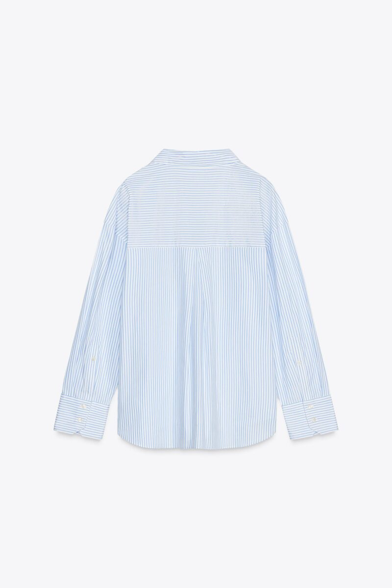 CHEMISE EN POPELINE À RAYURES FIL MÉTALLISÉ – Image 3
