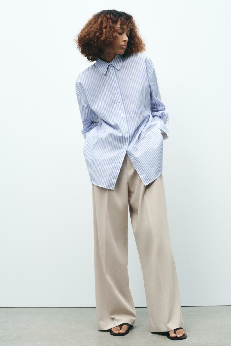 CHEMISE OVERSIZE EN POPELINE À RAYURES – Image 4