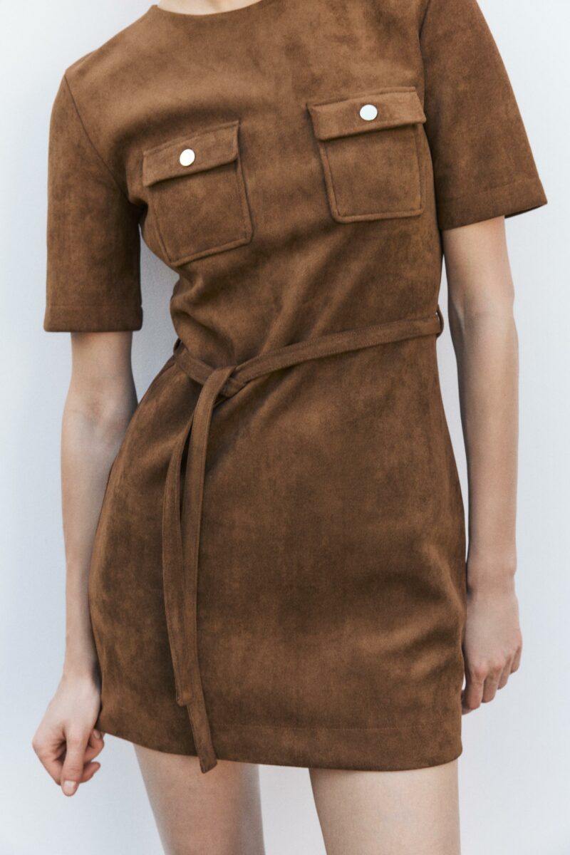 ROBE EFFET DAIM AVEC CEINTURE – Image 4