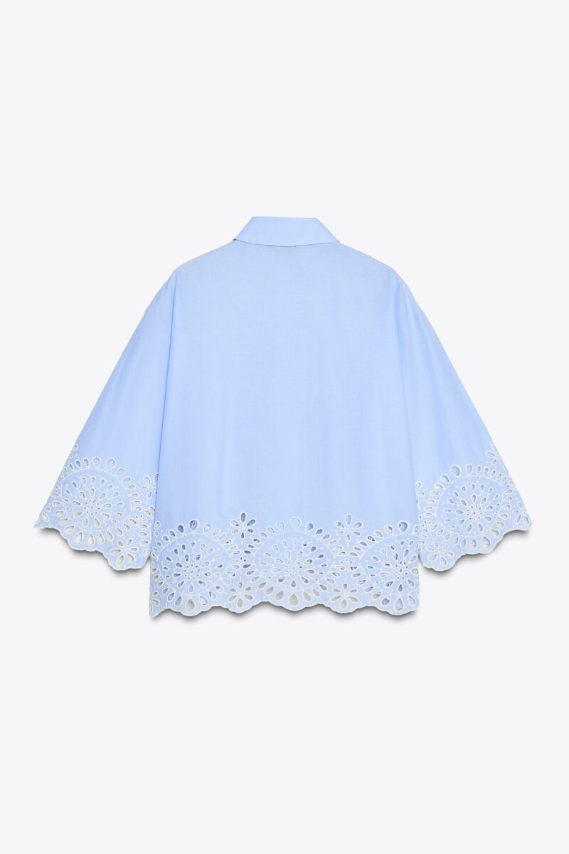 CHEMISE EN POPELINE À BRODERIES PERFORÉES – Image 6