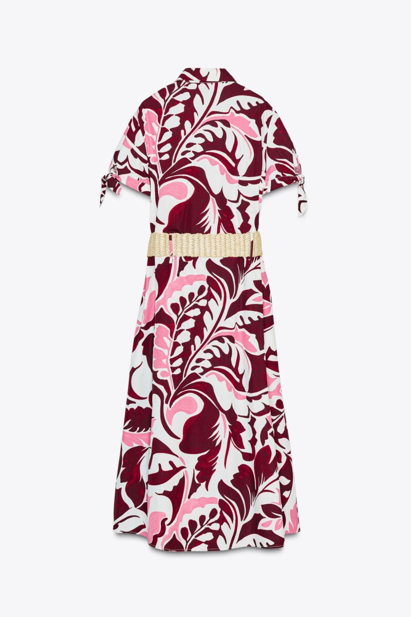 ROBE MIDI EN POPELINE IMPRIMÉE CEINTURE – Image 7