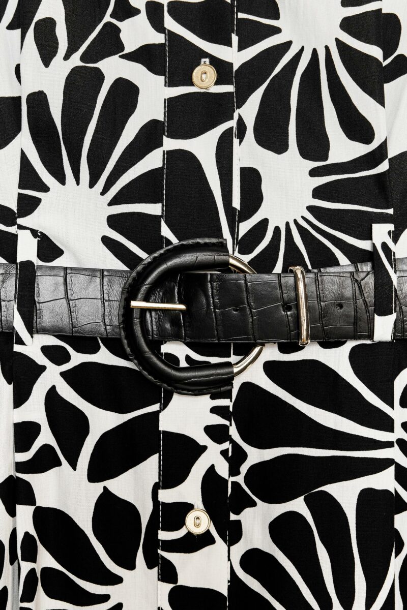 ROBE MIDI EN POPELINE IMPRIMÉE CEINTURE – Image 9