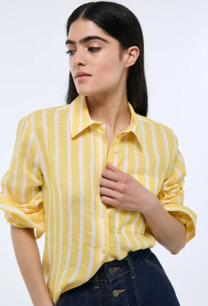 CHEMISE MANCHES LONGUES RAYEE EN LIN