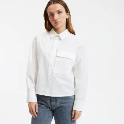 CHEMISE COURTE BOXY EN COTON MANCHES LONGUES