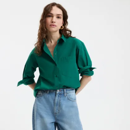 CHEMISE AMPLE EN COTON MANCHES LONGUES