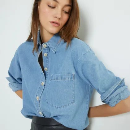 CHEMISE EN DENIM MANCHES LONGUES