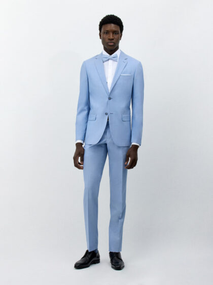 COSTUME FATHER & SONS SLIM LAINE ET SOIE BLEU CIEL