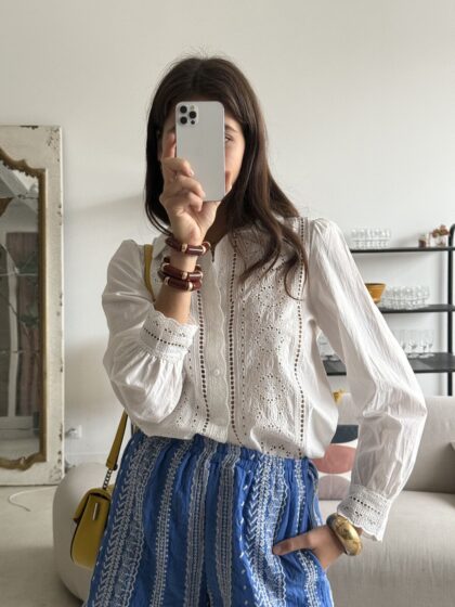 CHEMISE BRODEE EFFET DENTELLE