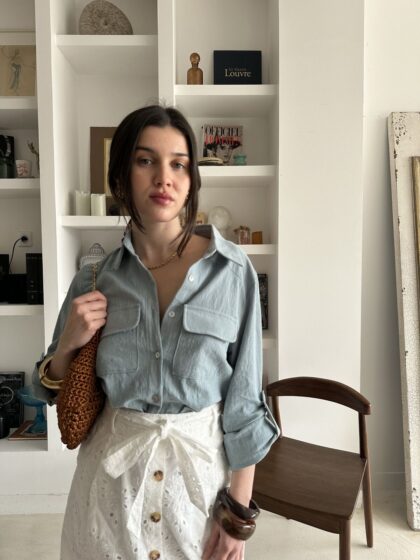 CHEMISE OVERSIZE A POCHE PLAQUEES