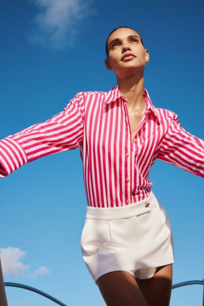 CHEMISE À RAYURES CONTENANT DU LIN