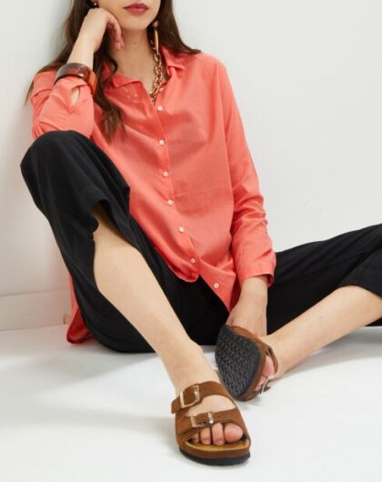 CHEMISE HARRIS WILSON COTON ORGANIQUE CORAIL