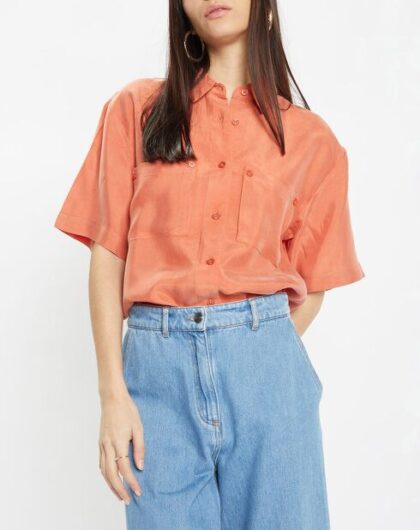 CHEMISE GALERIES LAFAYETTE MANCHE COURTE ORANGE