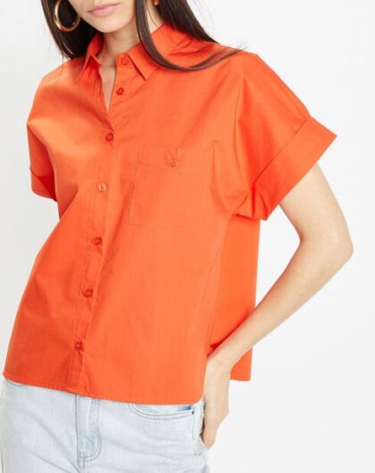 CHEMISE GALERIES LAFAYETTE EN COTON ORANGE